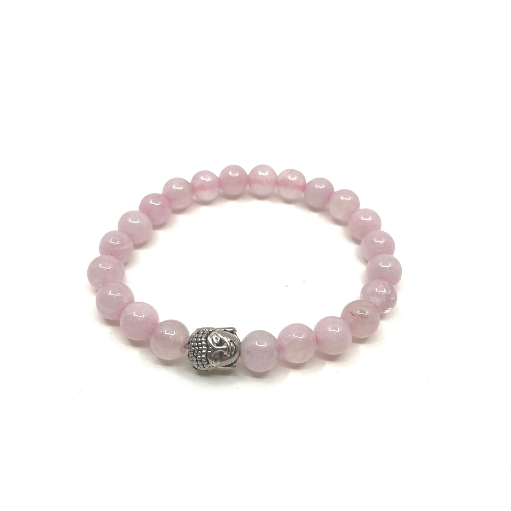 Rose Quartz Pink Gemstone/Buddha Head Bracelet