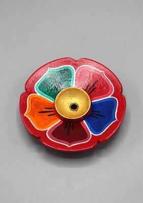 Tibetan Buddhist Handmade Wooden Lotus Pattern Incense Burner image 1